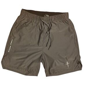 THREE NAILS Men Medium Black Athletic Shorts Running Training Gym Lined Stretch